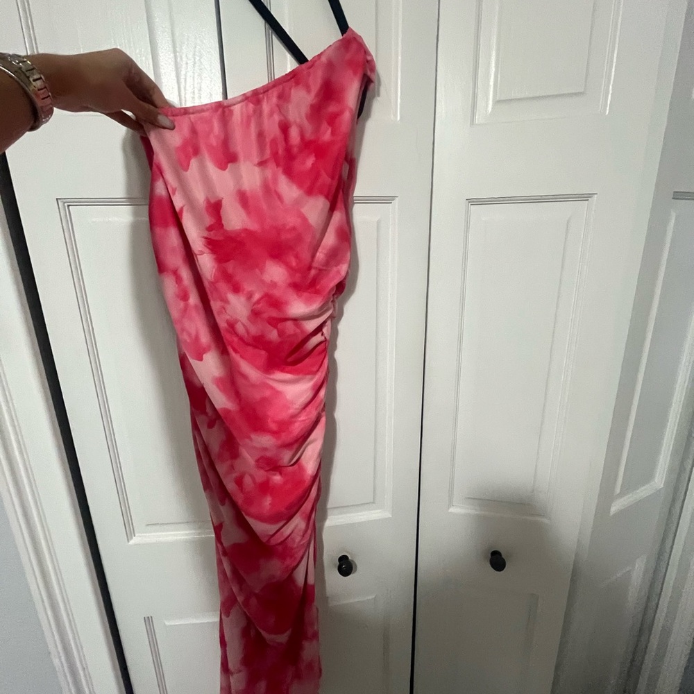 SHEIN Pink and Red Tie-Dye Top